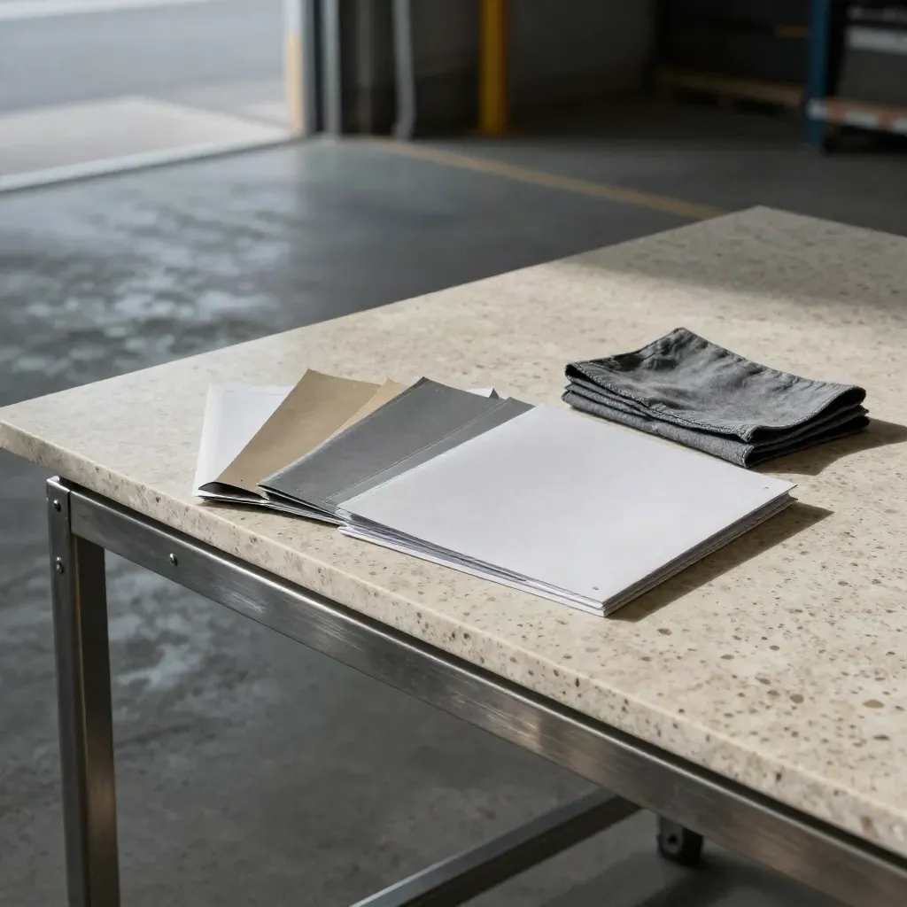Dock table with file sleeves, cargo seals, and cloth at a warehouse threshold